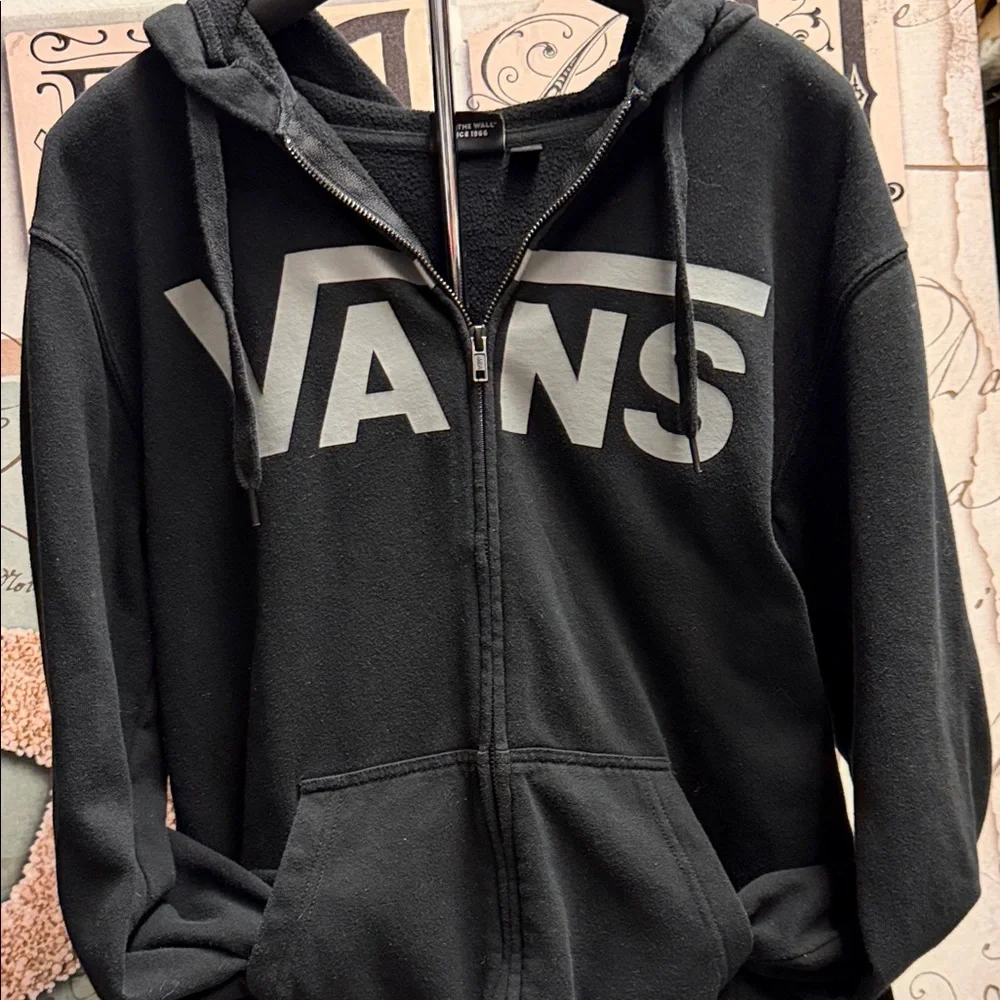 Vans Black Hoodie with Large Gray Logo. Unisex - Picture 1 of 4